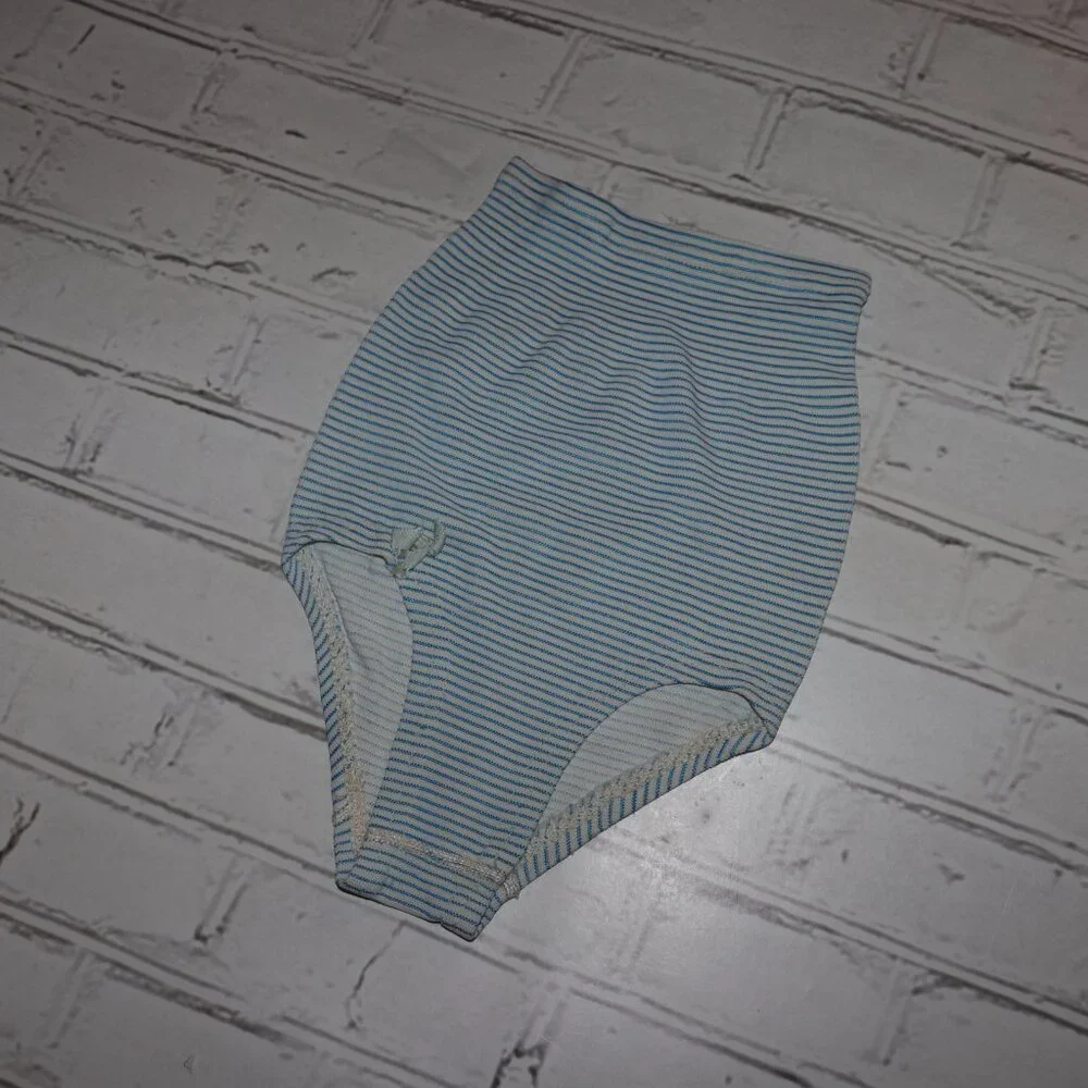 👶💙📦 Vintage Baby Nappy Cover · Blue Stripe · Soft Stretch